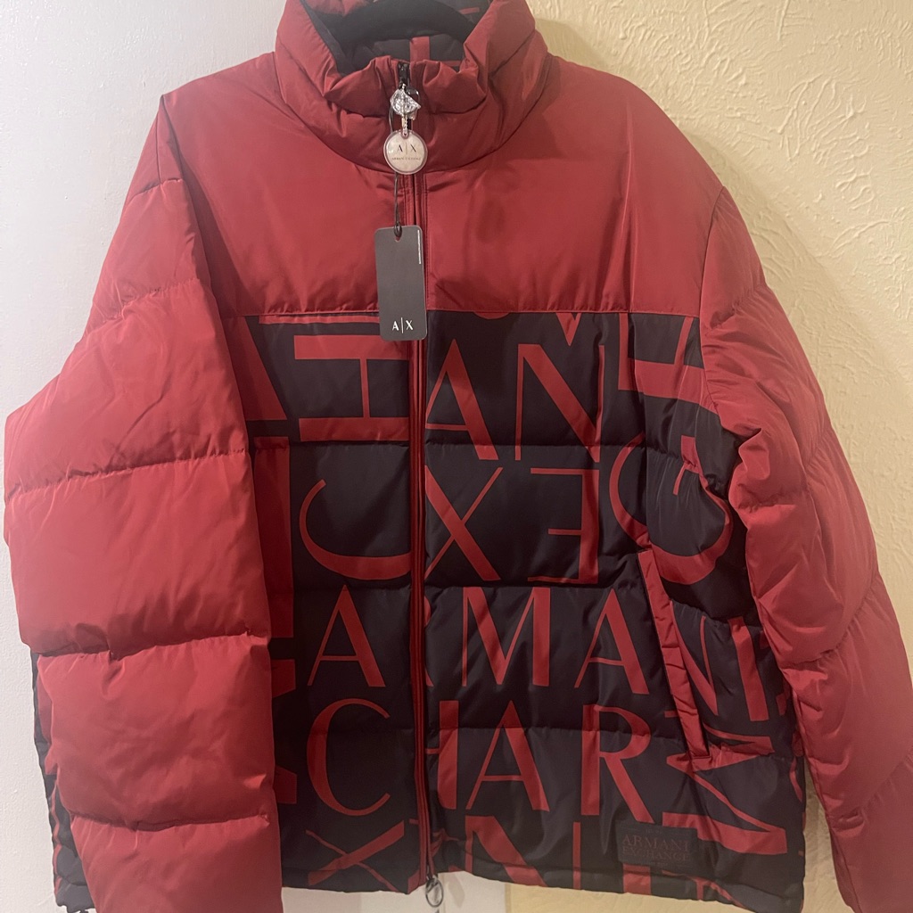 Armani Exchange A|X $290 Men's Red Signature Winter Quilted Puffer Down Jacket